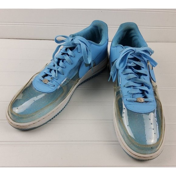 Nike Air Force 1 Premium Invisible Clear Blue Sneakers Athletic Shoes Size 13 - Picture 1 of 12